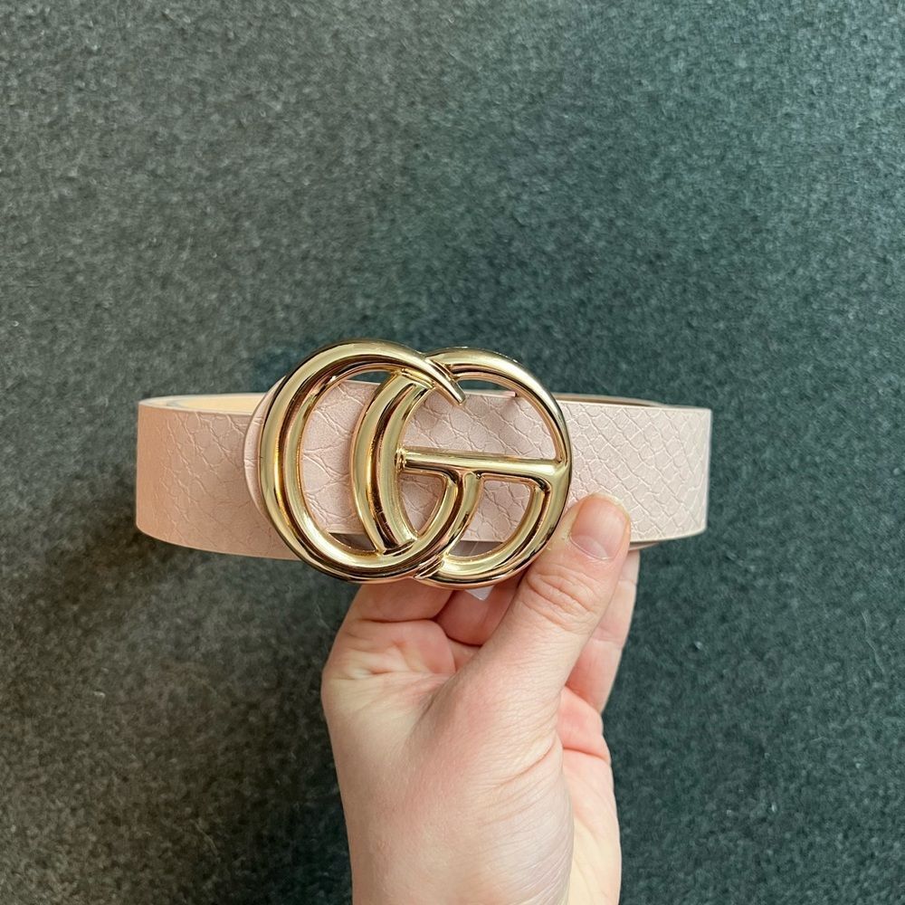 Pink Faux Snakeskin Belt